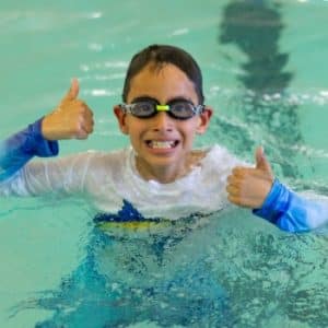 Boy in swimming pool