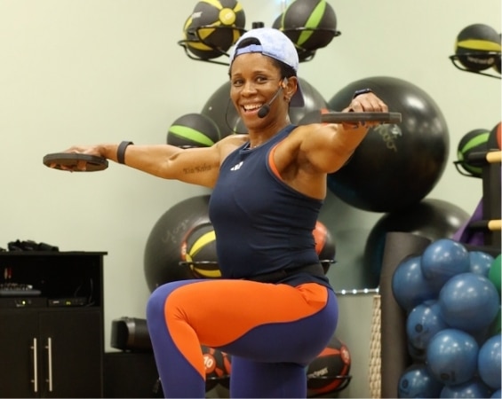 a woman in a gym