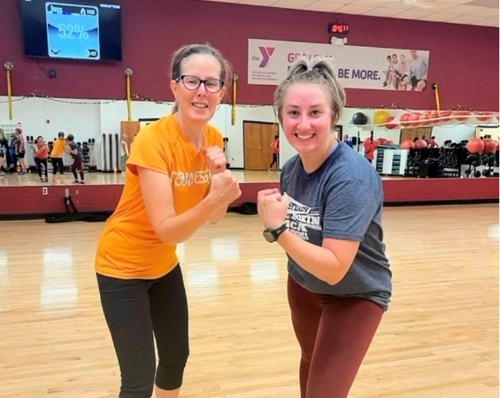 two women in a gym